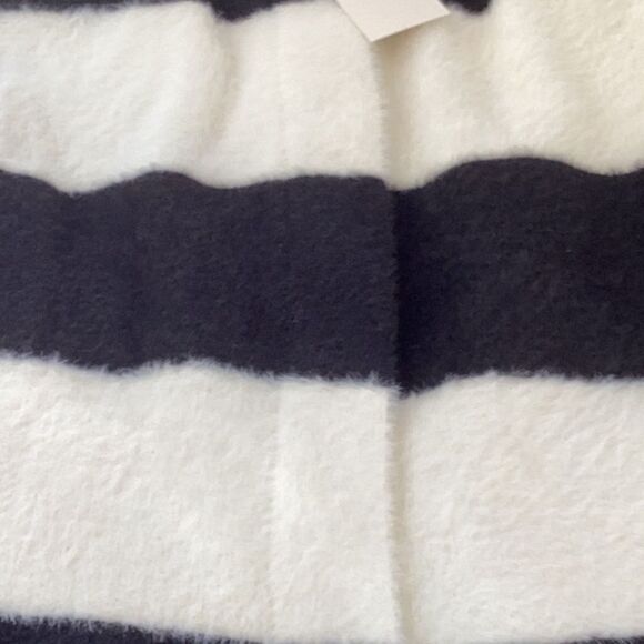 MELLODAY NWT WOMENS MOCK JACKET SWEATER BLACK IVORY STRIPED SOFT FUZZY SMALL - Picture 8 of 8